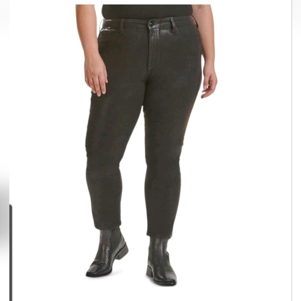 Women's Jen 7 By 7 For All Mankind Coated Black Skinny Jeans Size 16!